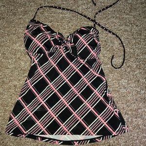 White/brown/pink bathing suit